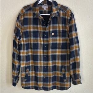 EUC! Carhartt Blue and Brown Casual Button Down Shirt